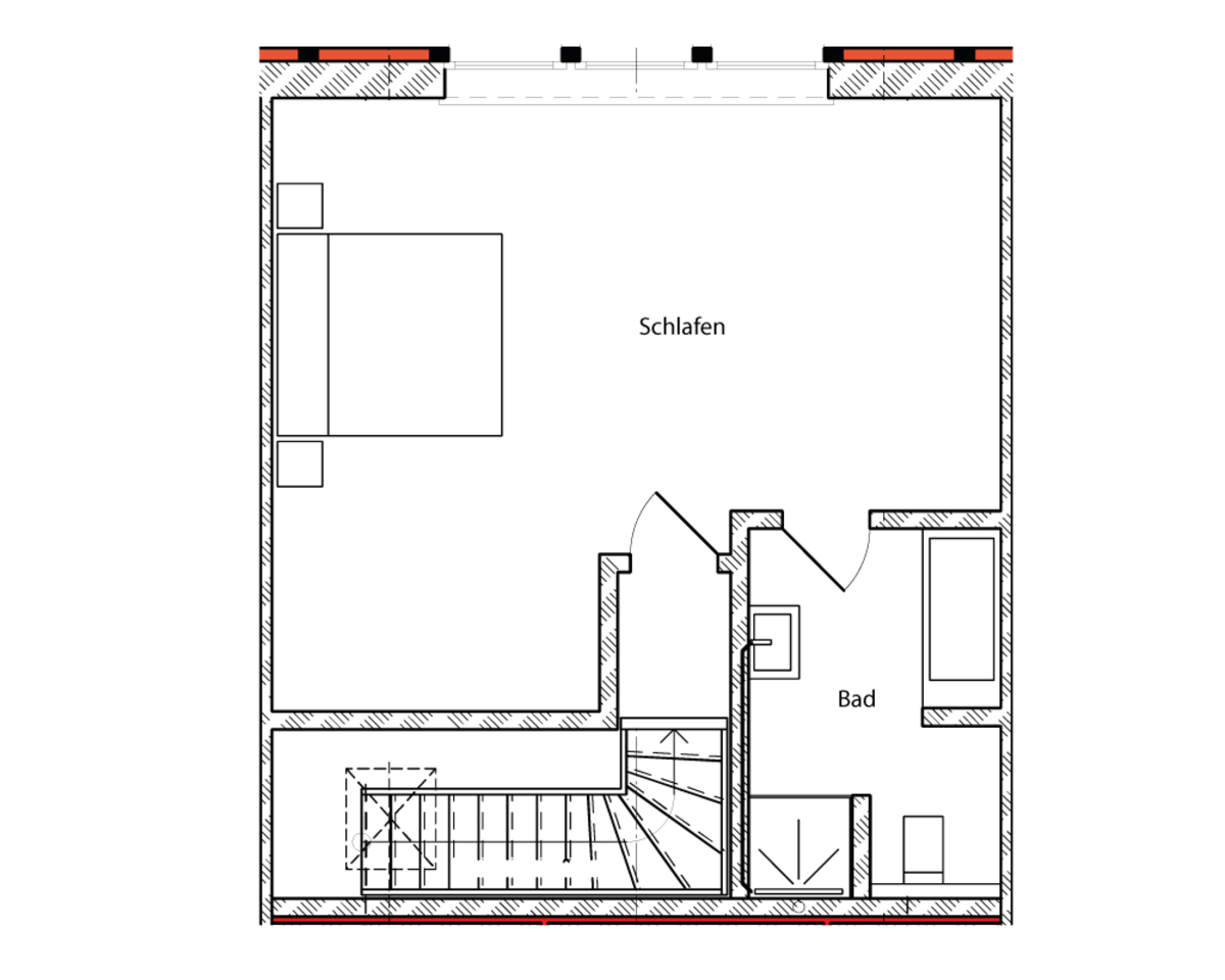 Grundriss Dachgeschoss von Wohnung 6